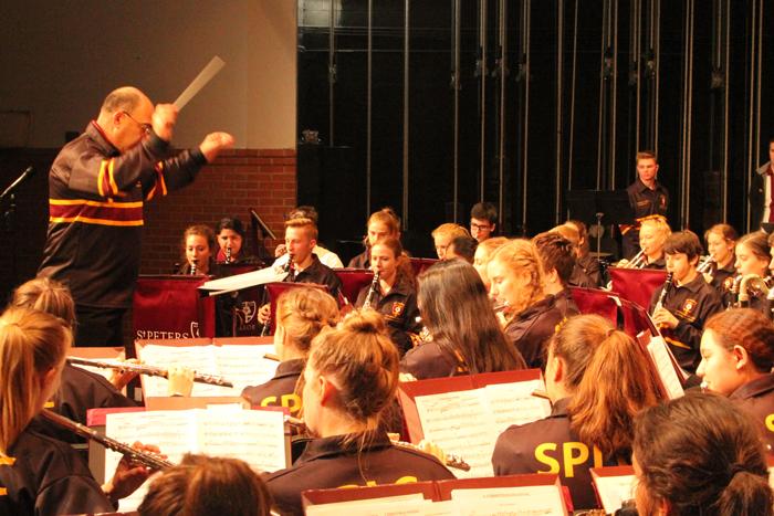 St. Peters Lutheran College student band entertains the students and faculty of AHS on the first stop of their tour of the southeastern United States.