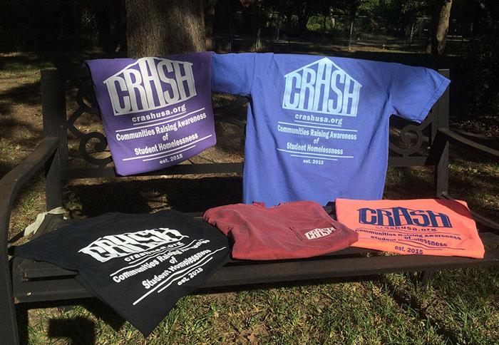 A portion of the proceeds from CRASH t-shirt sales will be donated to SafePlace, an organization created to help and shelter Texas youth.