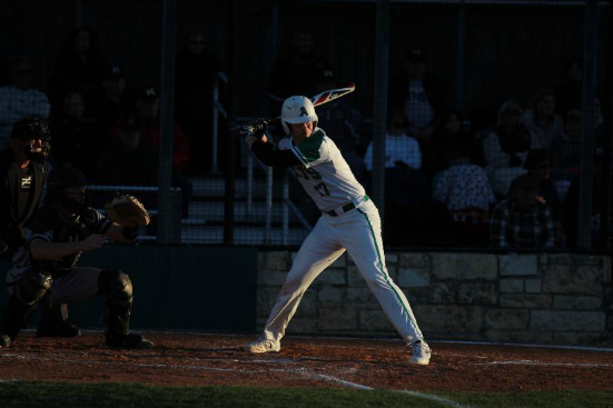 Senior Zach Bailey steps up to the plate. He set a school record with a 0.56 Earned Run Average, according to the official school baseball Twitter account.