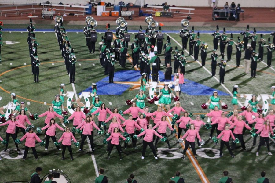 To celebrate the 50th anniersary of the Colt Kickers, former Kickers and Arlettes joined the current team on the field for their halftime performance.