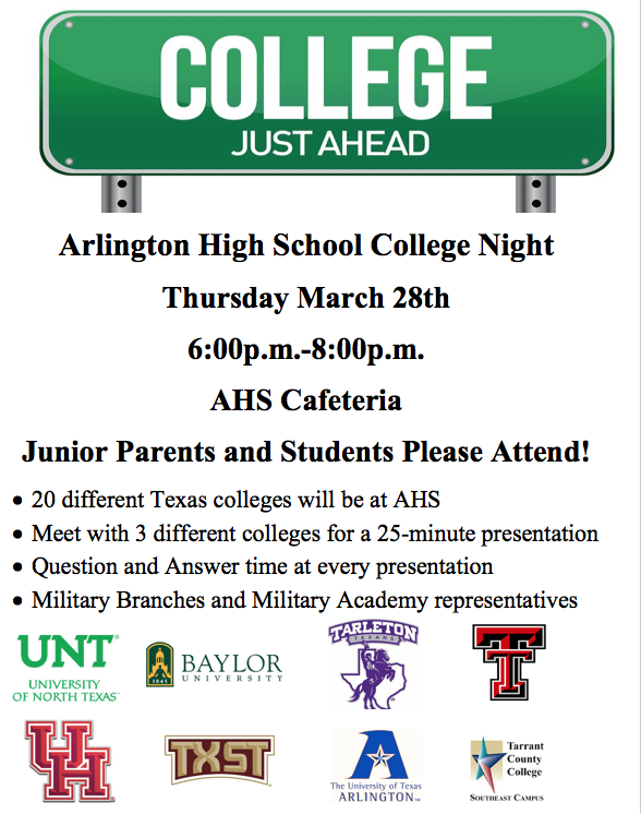 Juniors nows the time to think about college! College Night March 28