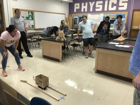 Students in Mike Roarks AP Physics C class participate in a projectile design lab. “About 50% are female in my first year Physics class; however, about ⅔ of my second year class are males,” Roark said. With the hashtag She can STEM trending theres a national push to get more females in STEM careers.
