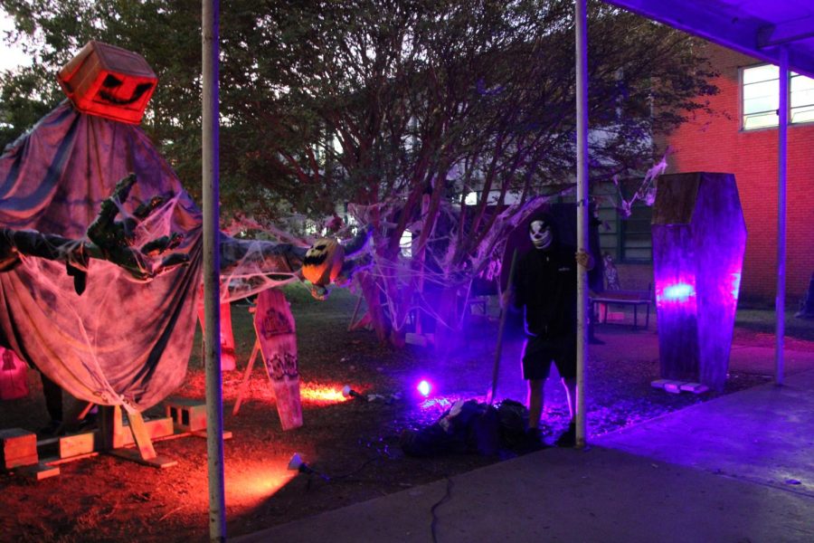 The Principles of Construction students created a haunted courtyard and scared students on their way to class.